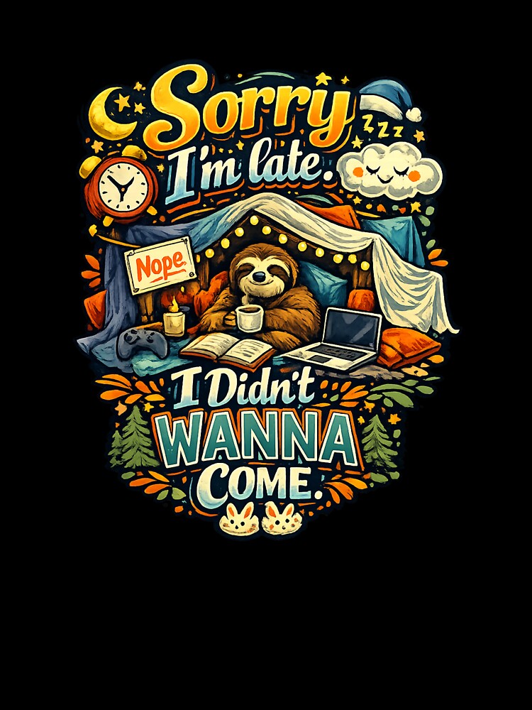 Sorry I'm late. I didn't wanna come | Introvert Humor by Aesthetic-Den Unisex , , , Long Sleeve Tee