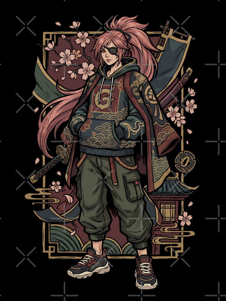 Relaxed Baiken Guilty Gear – Modern Samurai Casual Wear by Senpaiwaves Unisex , , , Long Sleeve Tee