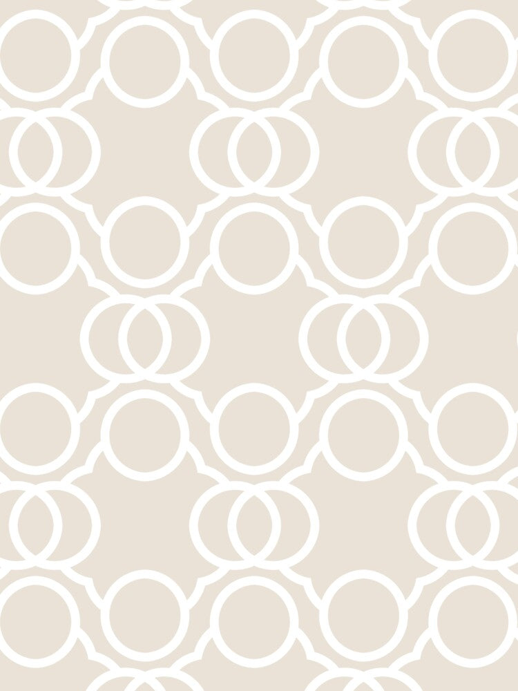 Beige and White Geometric Circle Pattern Pairs DE 2022 Popular Color Crisp Muslin DE6212 by ColorOfTheYears