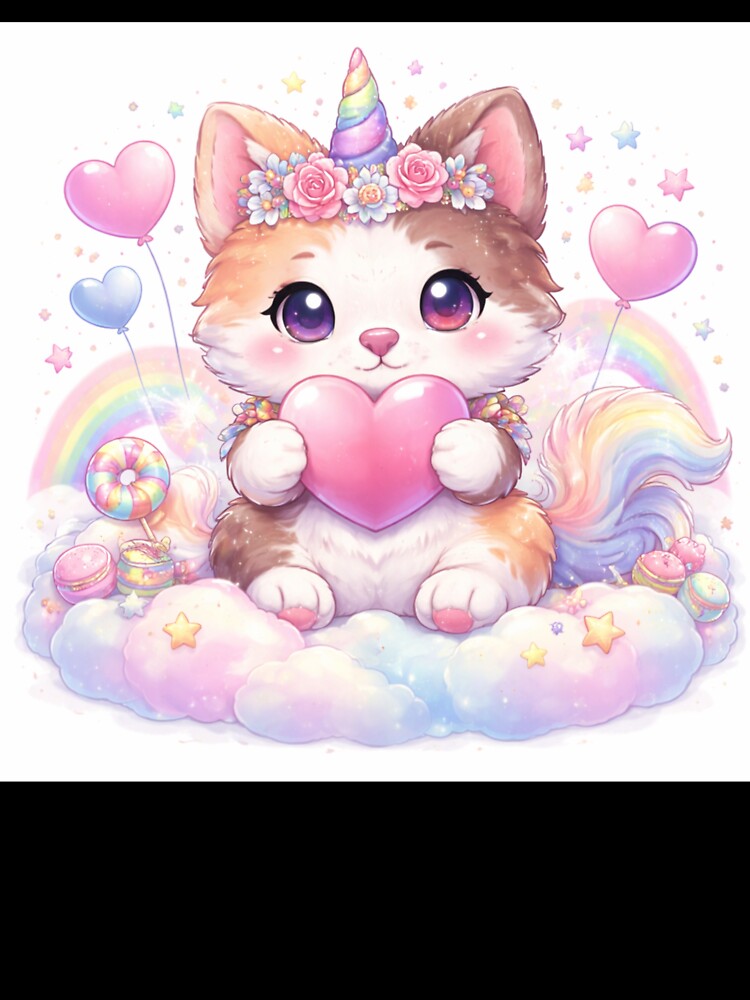 Kawaii Unicorn Kitten – Cute Magical Pastel Fantasy by kimkosovo Unisex , , , Long Sleeve Tee