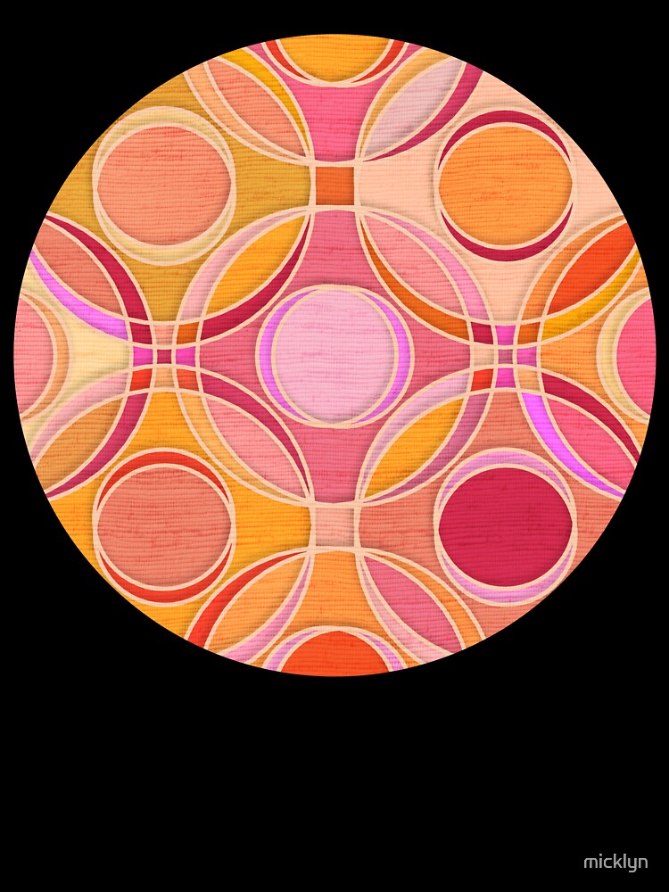Textured Circles Geometric Abstract in Hot Pink and Orange by micklyn