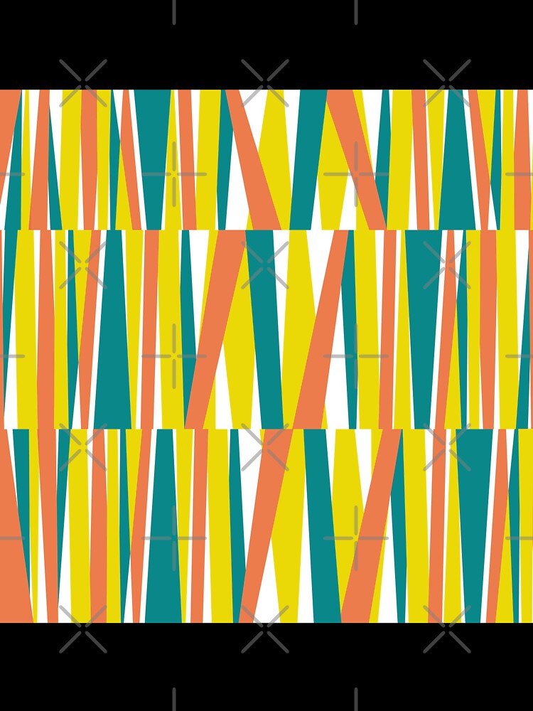 Retro Angular Stripes Mustard Yellow Blue Orange by QuestingPixel
