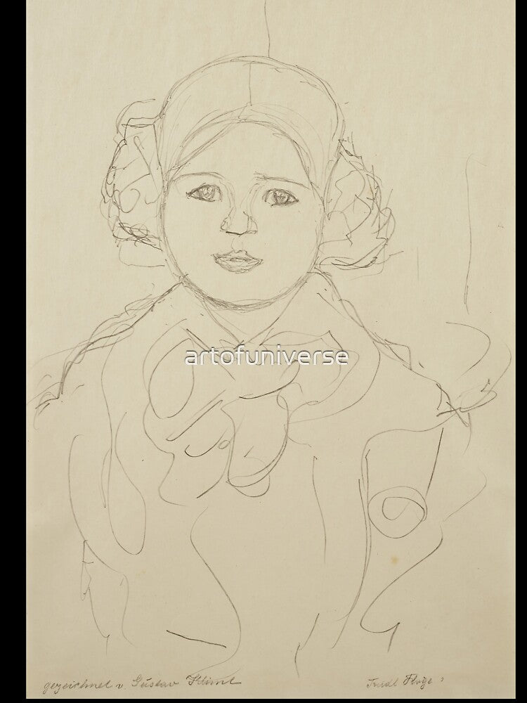 Portrait of Gertrude Flöge by Gustav Klimt: Minimal Line Art Portrait Poster by artofuniverse