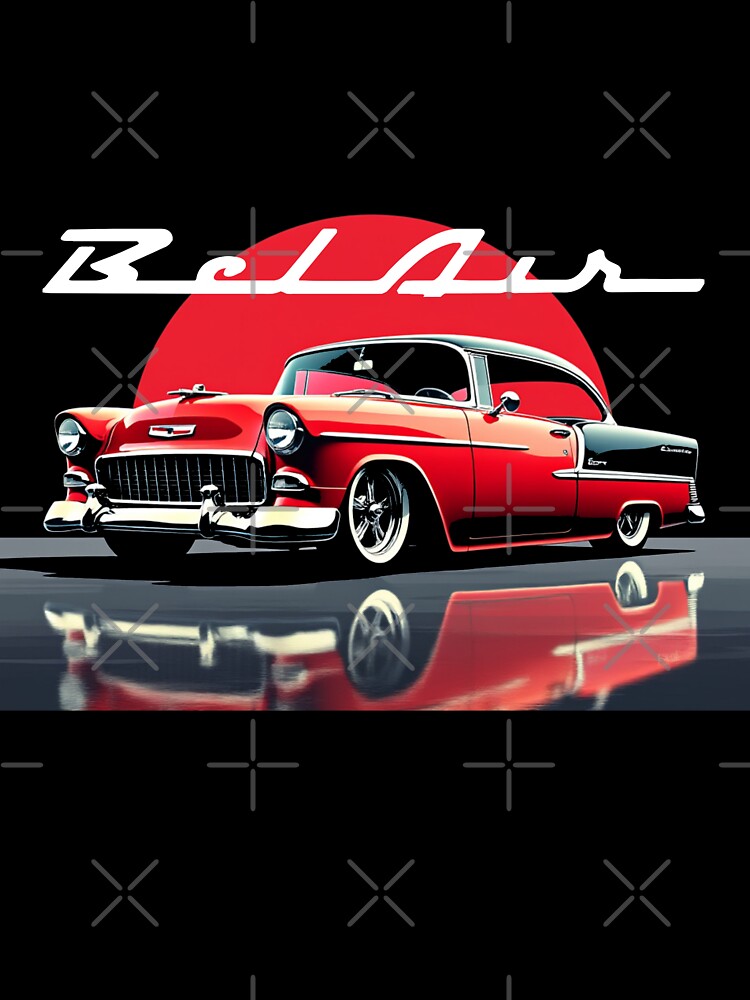 1955 Red Chevy Bel Air Classic American Car Art by TheArtOfCar