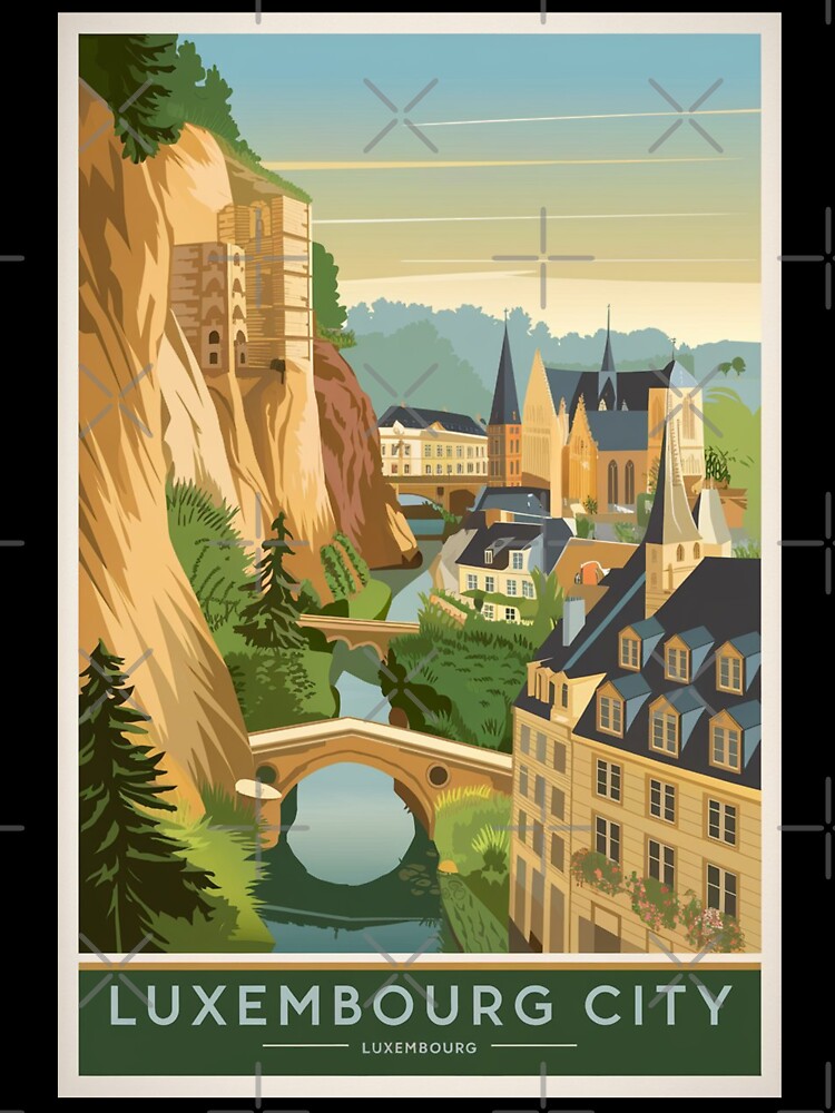 Luxembourg Vintage Travel Poster by TravelerRat Unisex , , , Long Sleeve Tee