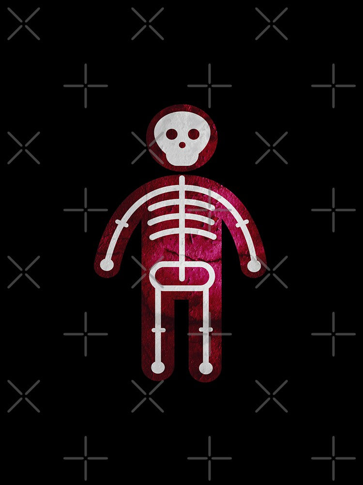 bathroom man symbol with bones and skeleton by mirrorimages Unisex , , , Long Sleeve Tee
