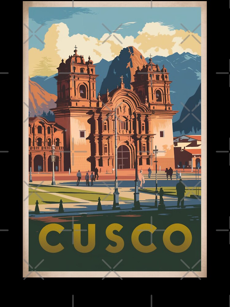 Cusco Vintage Travel Poster by TravelerRat Unisex , , , Long Sleeve Tee