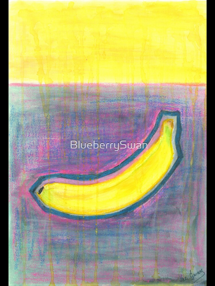 Psychedelic Banana Pop Art | Yellow Banana on Purple Blue Pink | Warhol Inspired Oil Painting by BlueberrySwan
