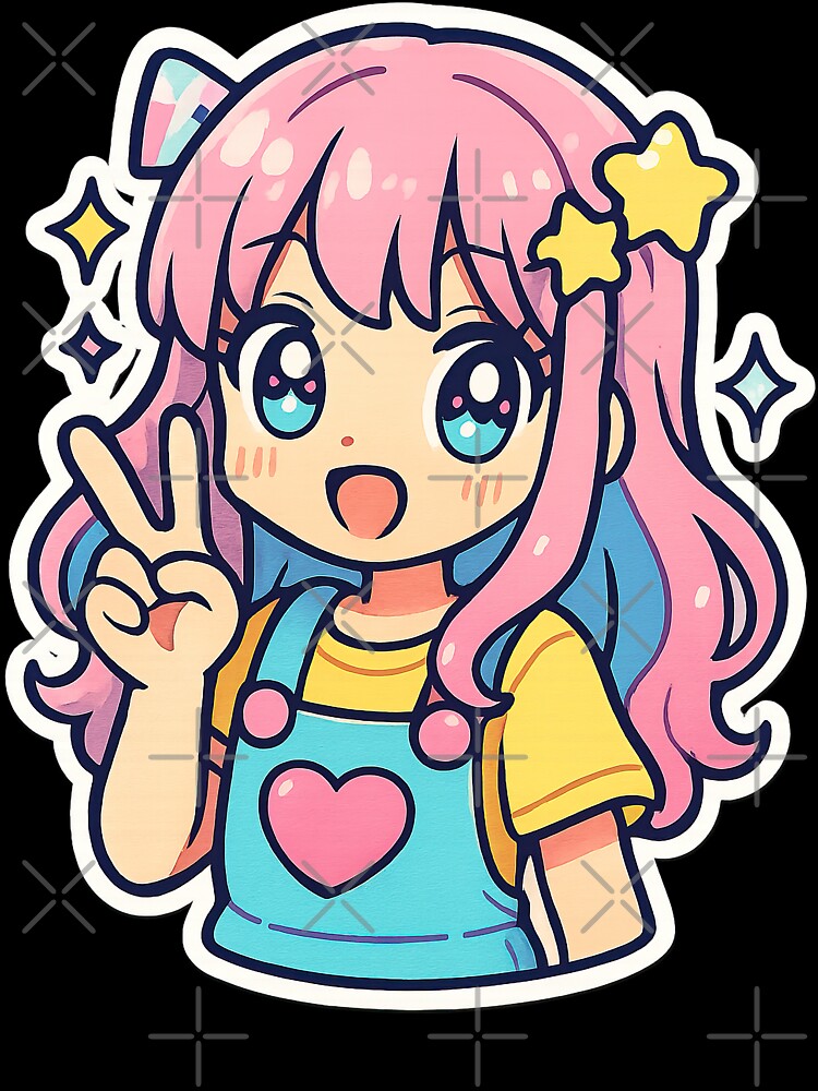 Kawaii Anime Girl, Y2K Aesthetic by graphic-genie Unisex , , , Long Sleeve Tee