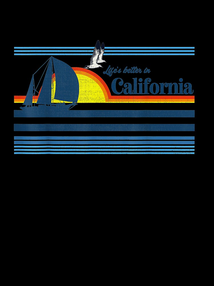 California beach Retro 70s 80s 90s Sailing Boat Sunset Surf by qrduubp320 Unisex , , , Long Sleeve Tee