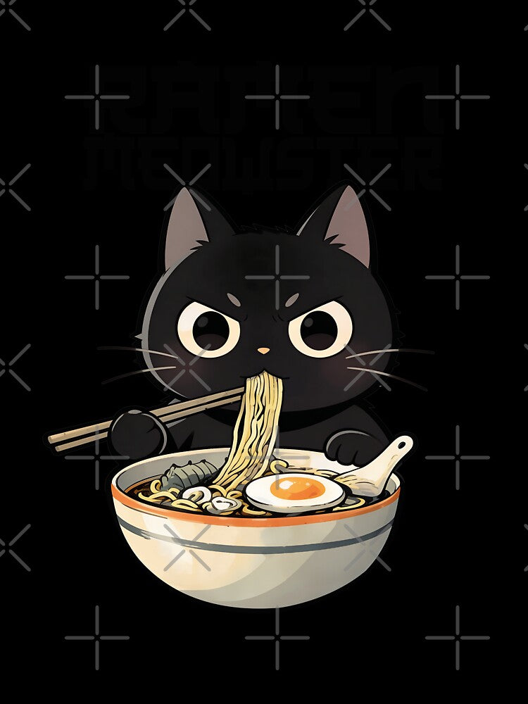 Ramen Cat Noodle Lover Cute Illustration by ArtsB Unisex , , , Long Sleeve Tee