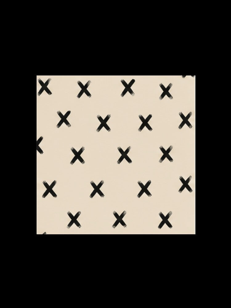 Minimal Black X Pattern Beige Aesthetic Seamless Modern Abstract Brush Stroke Design by WellN