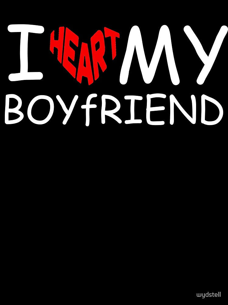 I Heart My Boyfriend Unisex Heavy Cotton Tee, Cute Gift for Him, Valentine's Day Shirt, Everyday Casual Wear, Love by wydstell