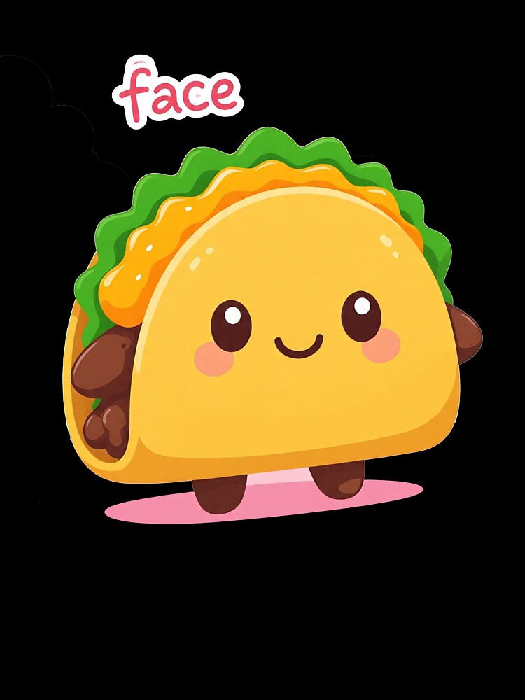 Kawaii Taco with Lettuce & Cheese – Cute Smiling Snack by 001Haiba Unisex , , , Long Sleeve Tee
