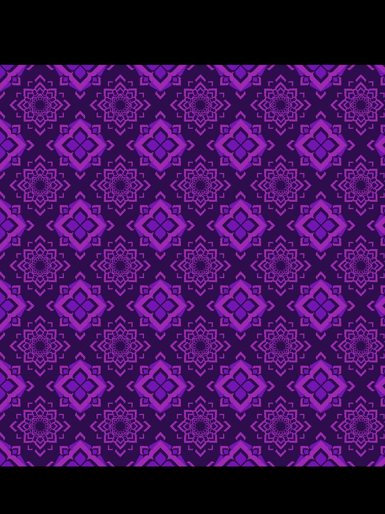 Editable seamless pattern in a soft boho background, featuring floral tribal design in purple by zephstudoartist