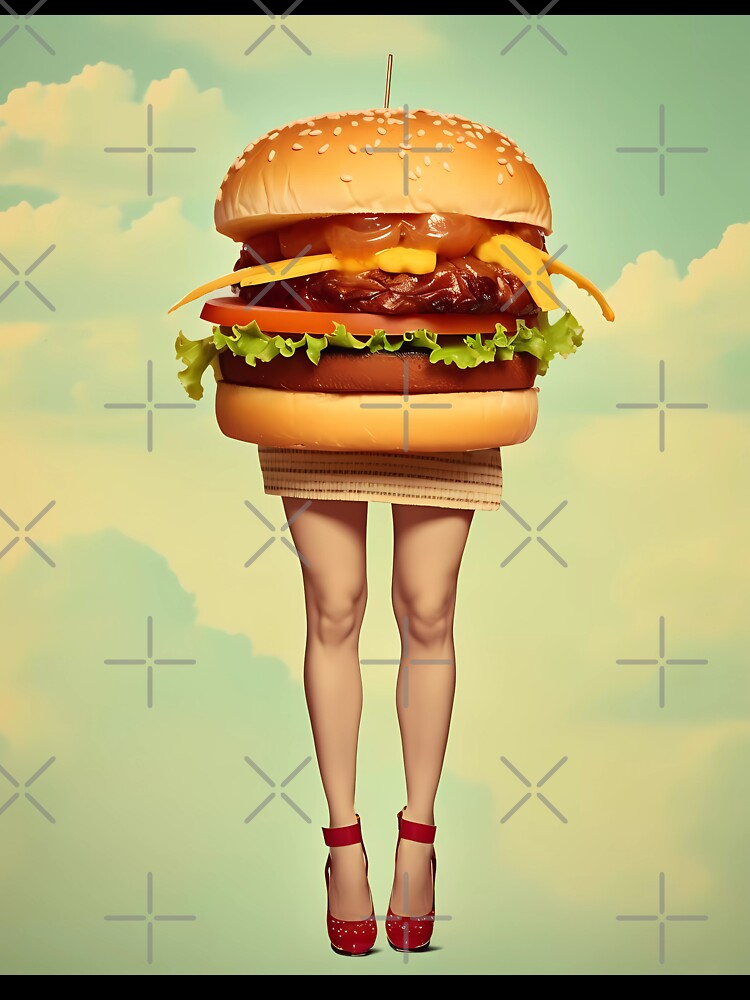 Burger with Beautiful Legs in the Sky by SingularityGeek Unisex , , , Long Sleeve Tee