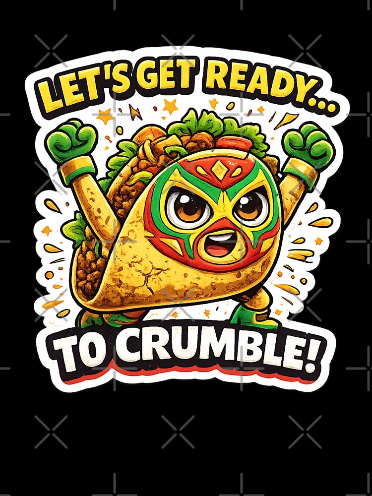 Nacho Libre Taco Funny Wrestling Taco Cartoon Design by Kevin Shearer Unisex , , , Long Sleeve Tee