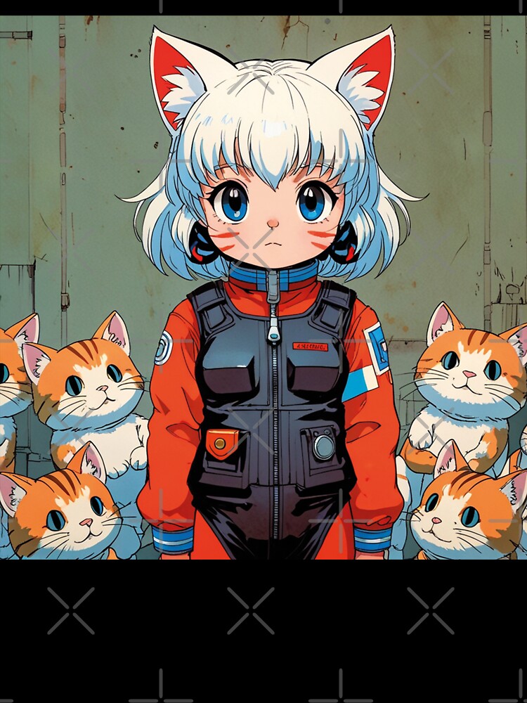 Kawaii girl with fat and tender kittens by MerlinWear Unisex , , , Long Sleeve Tee