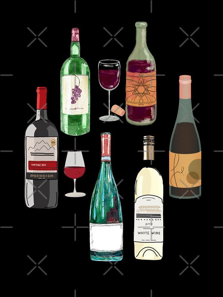 Wine Enthusiasts Gift- Wine Bottle Pattern by BronikowskiART Unisex , , , Long Sleeve Tee