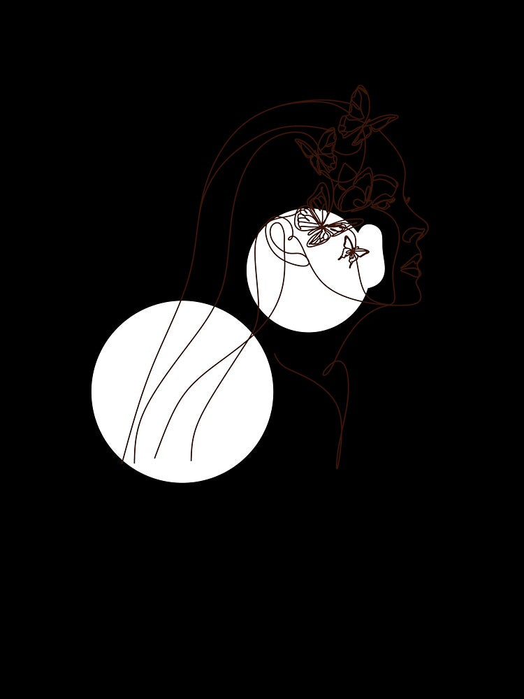 Minimalist One Line Art: Woman and Butterflies Freedom Sketch by ZentroShop