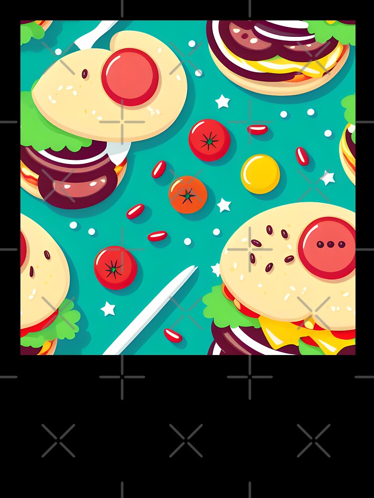Delicious Burger Food Abstract Pattern by Artilize Unisex , , , Long Sleeve Tee