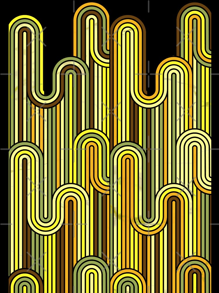 Retro Wavy Stripes - Yellow Brown by SilverPegasus