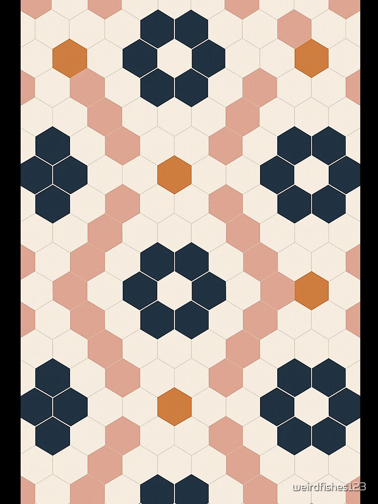Vintage Hex Tile Pattern in Earth Tones by weirdfishes123