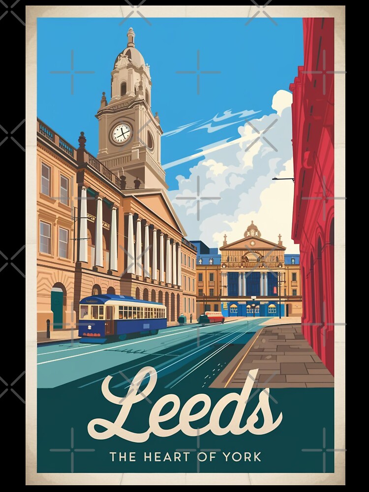 Leeds Vintage Travel Poster by TravelerRat Unisex , , , Long Sleeve Tee
