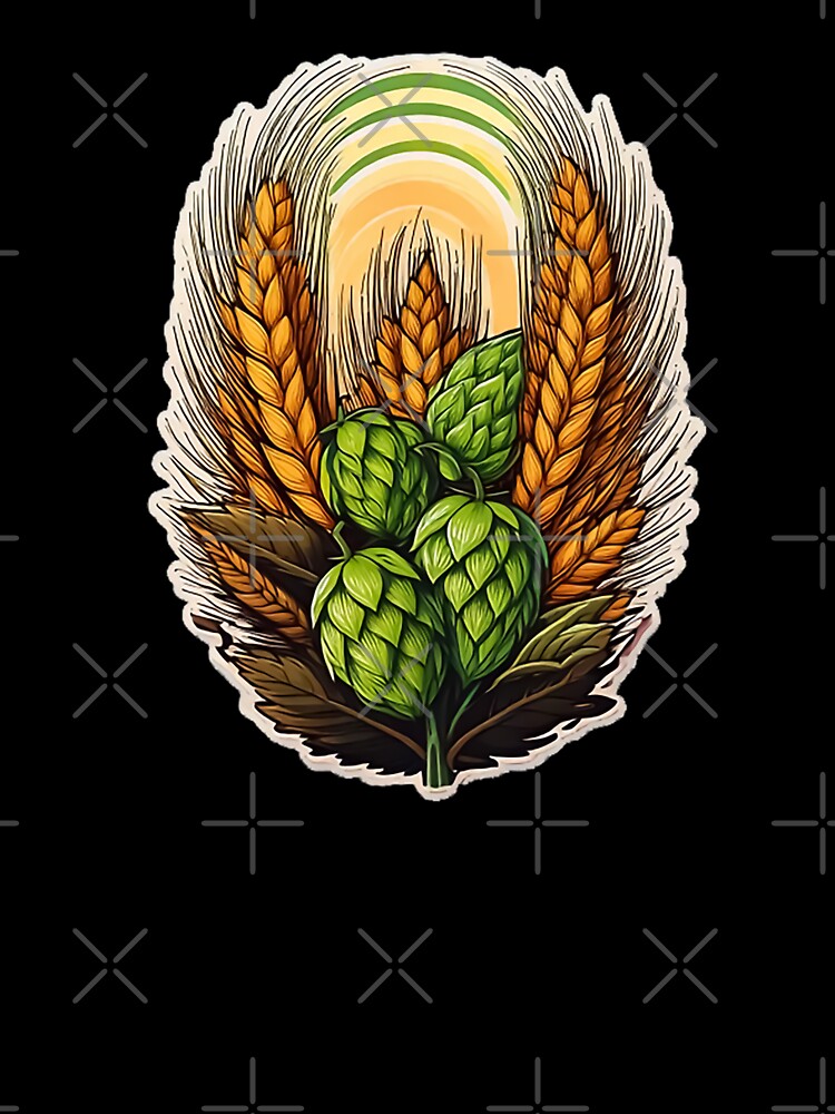 Beer Brewing - Hops Wheat barley - Home Brew by CattlettArt Unisex , , , Long Sleeve Tee