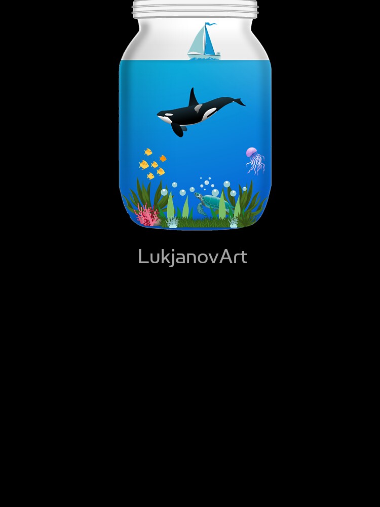 Sea world in a jar - Kawaii by LukjanovArt Unisex , , , Long Sleeve Tee