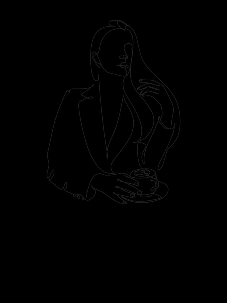 Minimalist One Line Art: Elegant Woman with Coffee Mug by ZentroShop