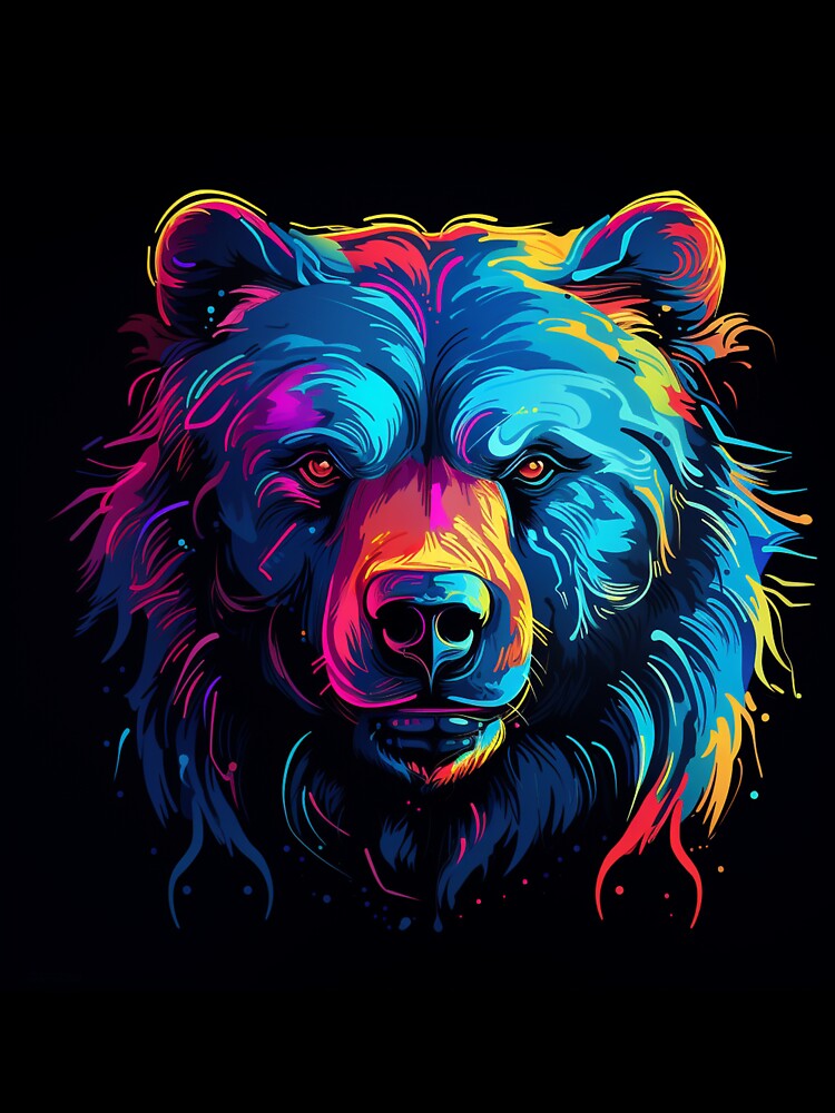 Bear Pop Neon Art 1 by AstroRisq Unisex , , , Long Sleeve Tee
