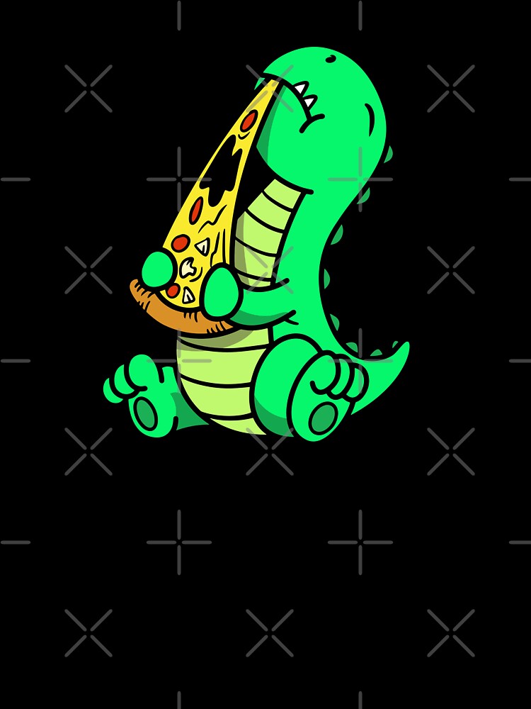 Cute Dinosaur Eat Pizza, Dino Pizza by Si Pakne Unisex , , , Long Sleeve Tee