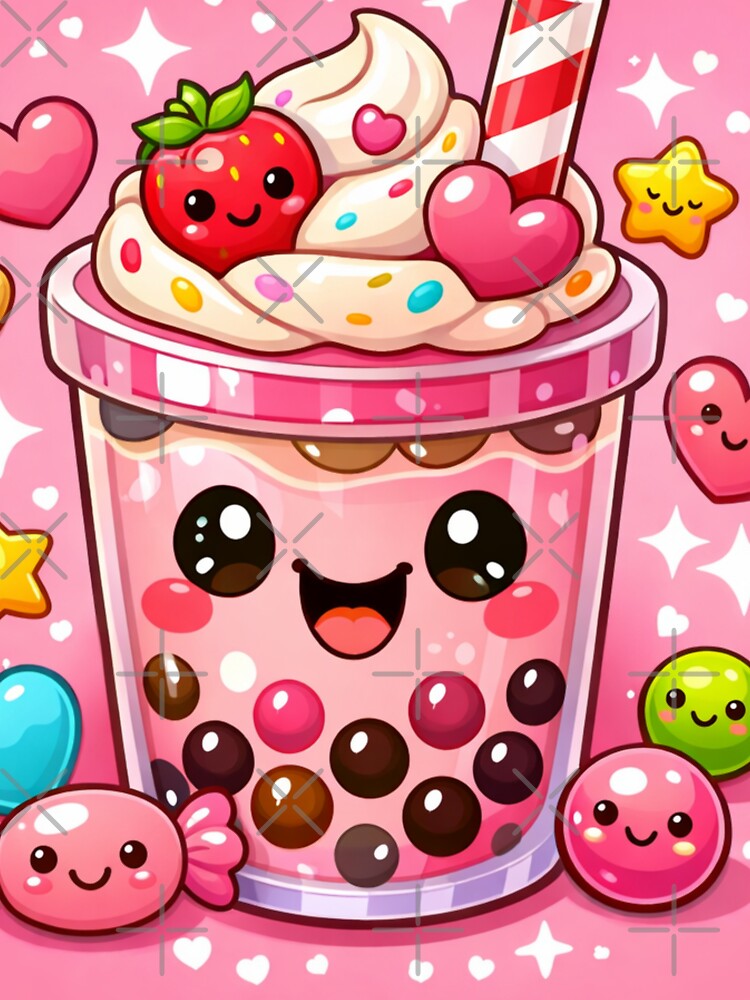 Kawaii Bubble Tea – Cute Sweet Drink by Aramdesing Unisex , , , Long Sleeve Tee