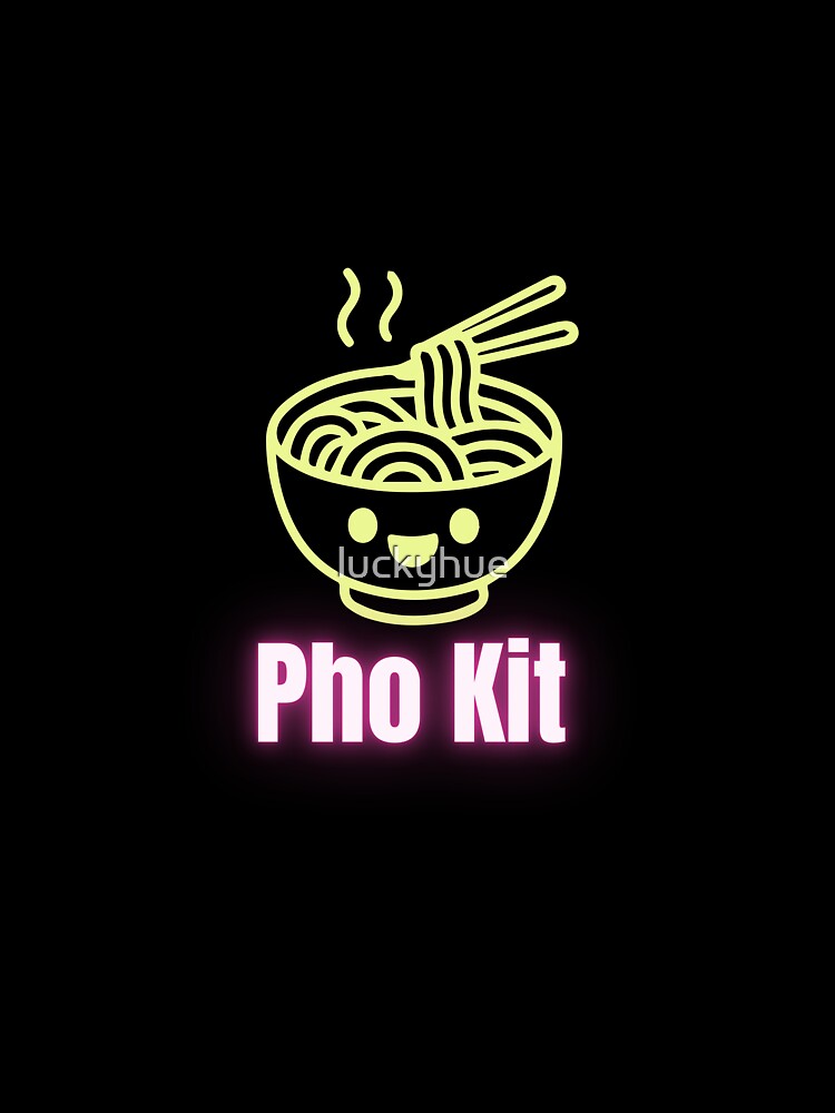 Neon Cute Pho Noodle Bowl Kawaii Vietnamese Soup Design by luckyhue Unisex , , , Long Sleeve Tee