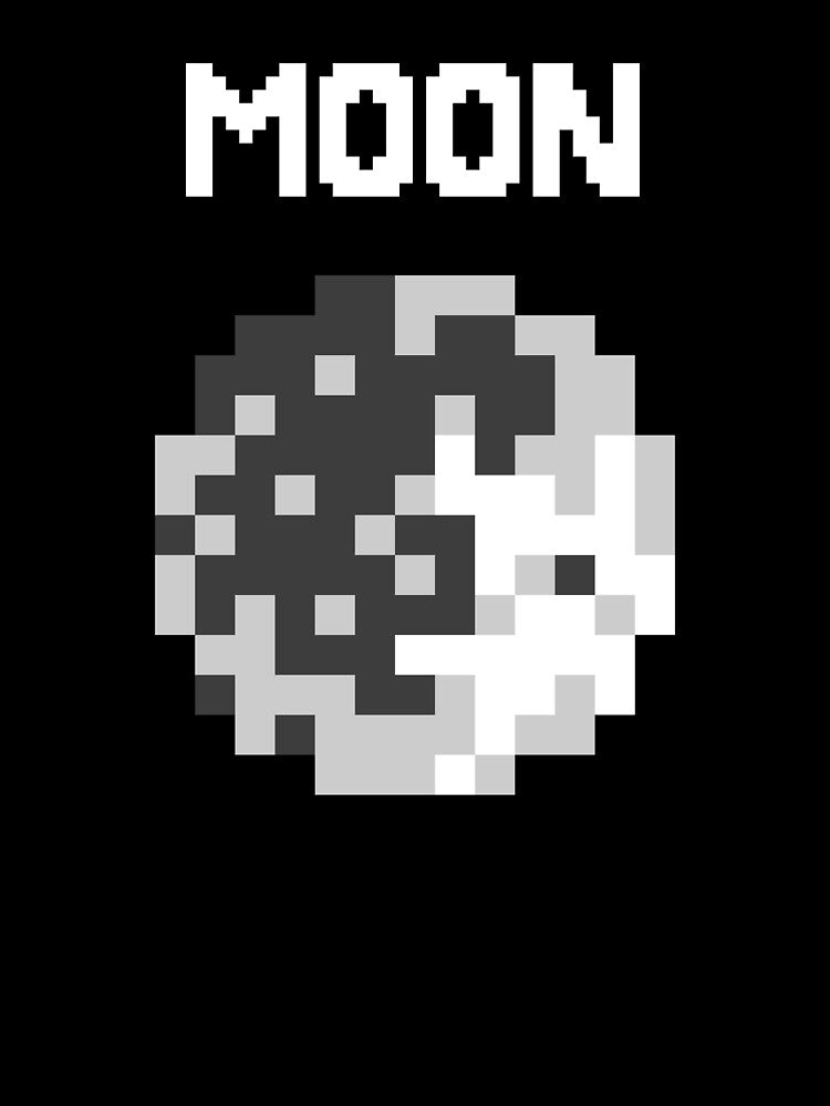Pixel Art Moon by E-engineering Unisex , , , Long Sleeve Tee