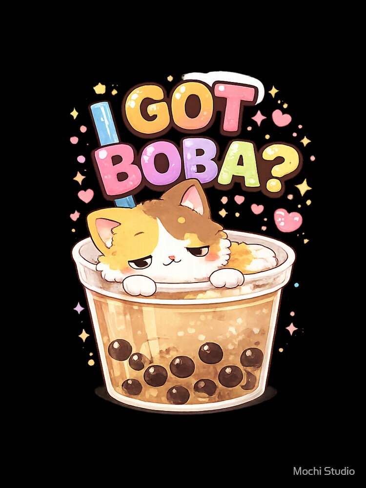 Mochi Cozy Cat – Got Boba by Mochi Studio Unisex , , , Long Sleeve Tee