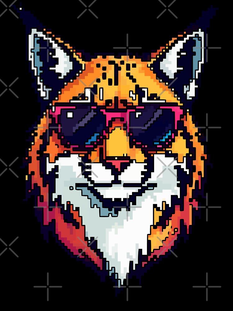 Pixel Prowl of the Lynx by NaturePixel Unisex , , , Long Sleeve Tee