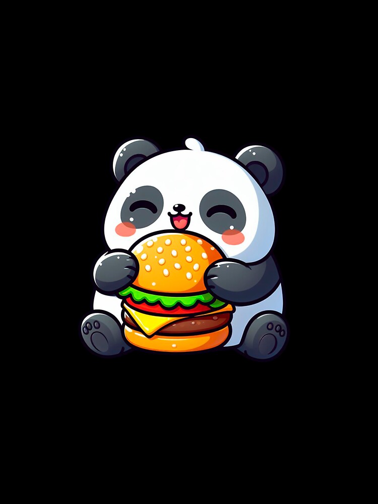 Panda eating Burger by tomamatear Unisex , , , Long Sleeve Tee