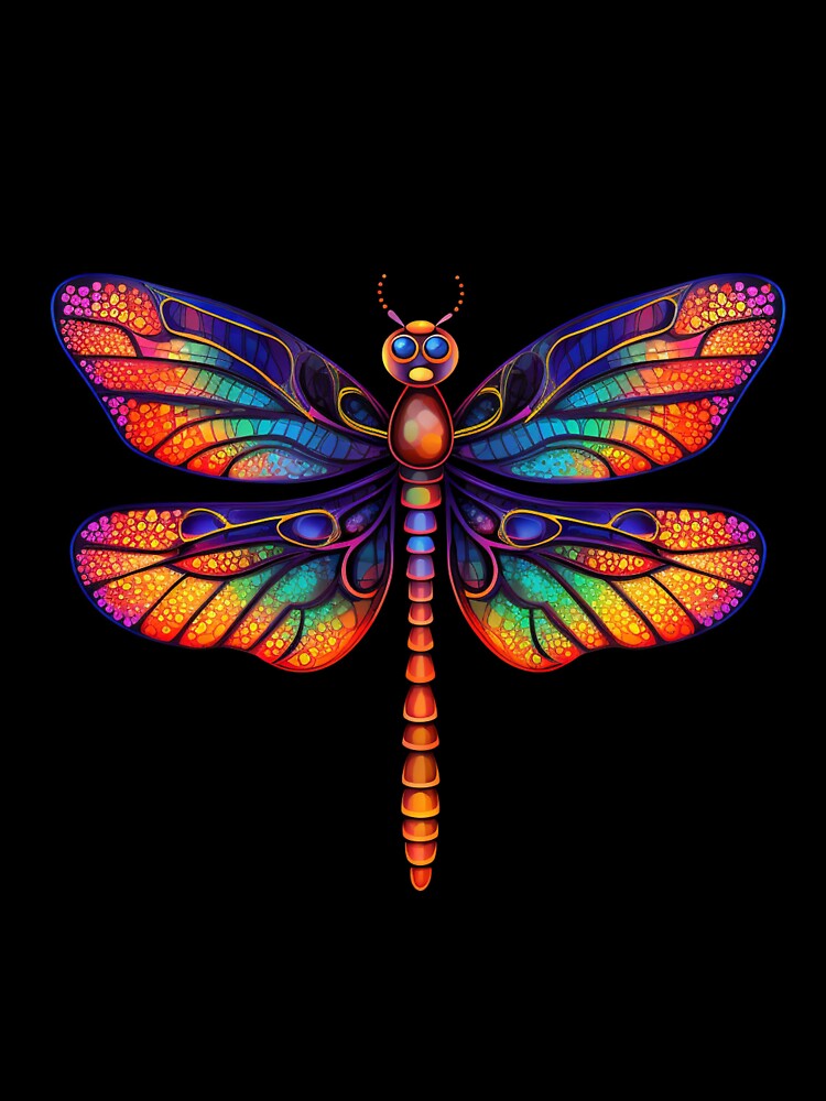 Dragonfly Neon Pop Art 3 by AstroRisq Unisex , , , Long Sleeve Tee