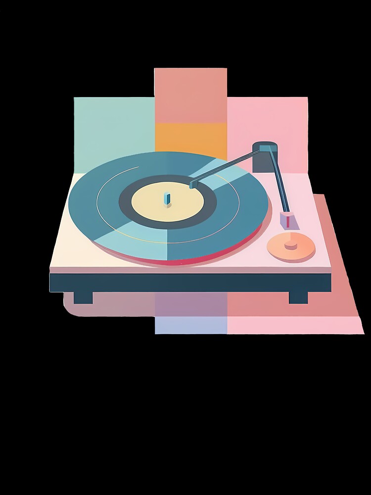Dj Turntable in Bauhaus Style Art Pastel Colors by OzzFrequency