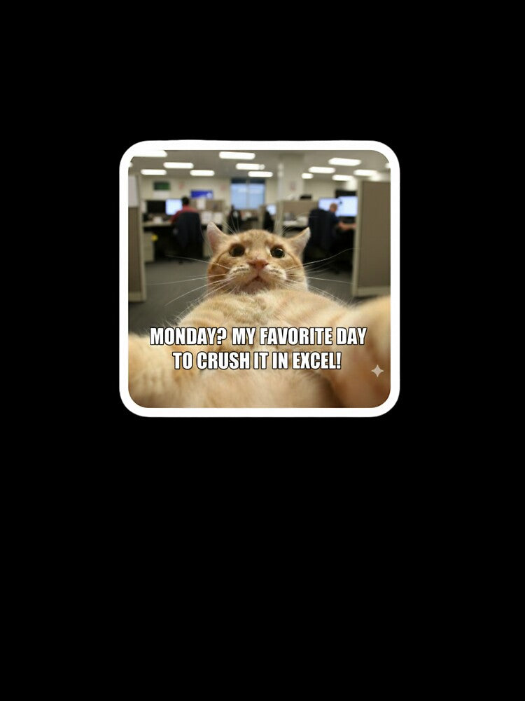 Monday Excel Humor – Funny Office Cat Meme by M0ch4 Unisex , , , Long Sleeve Tee