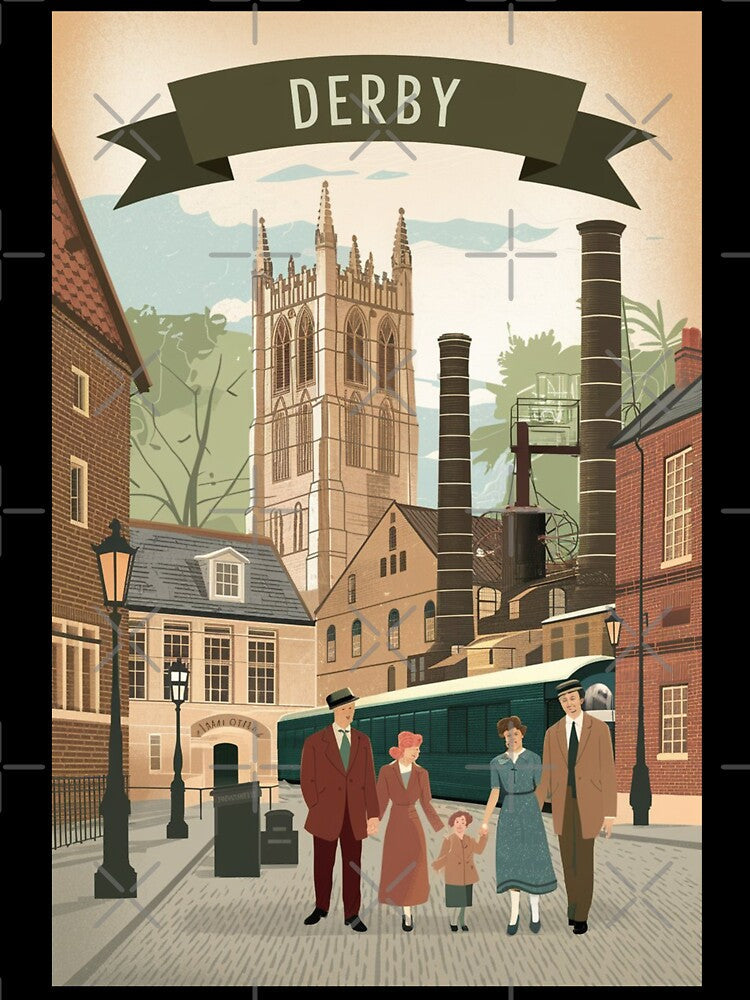 Derby Vintage Travel Poster by TravelerRat Unisex , , , Long Sleeve Tee