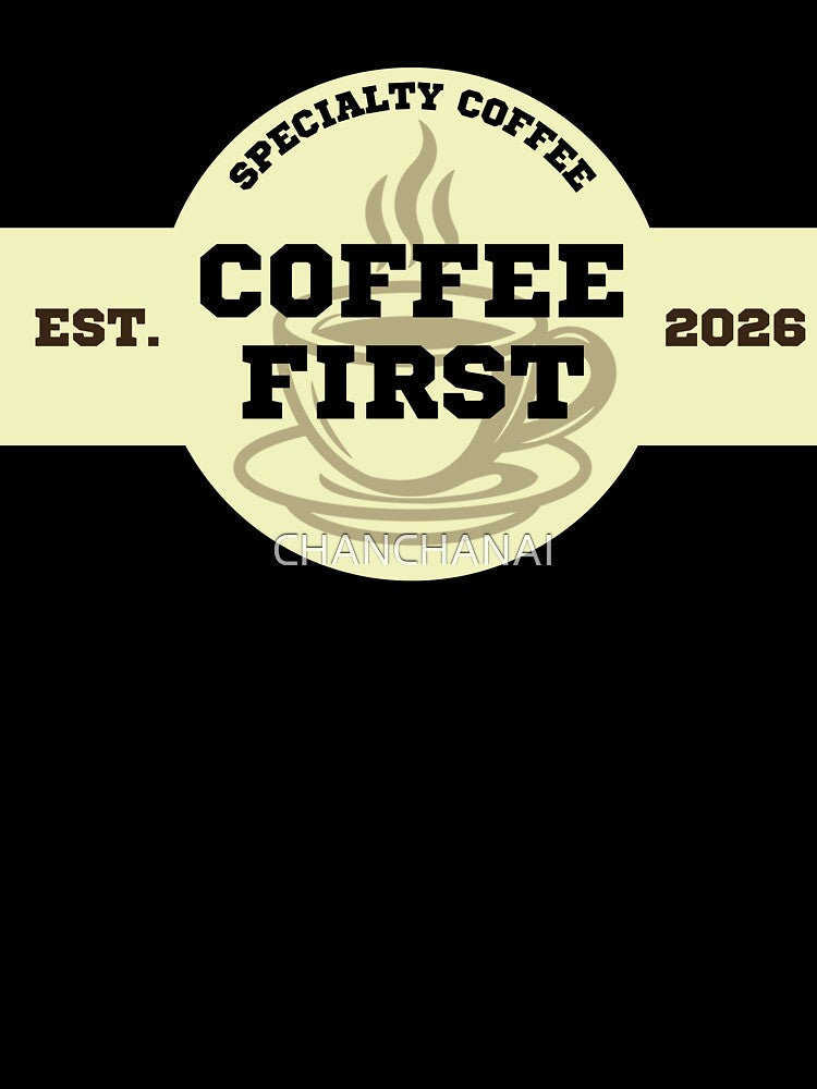 Coffee First Vintage Badge by CHANCHANAI Unisex , , , Long Sleeve Tee