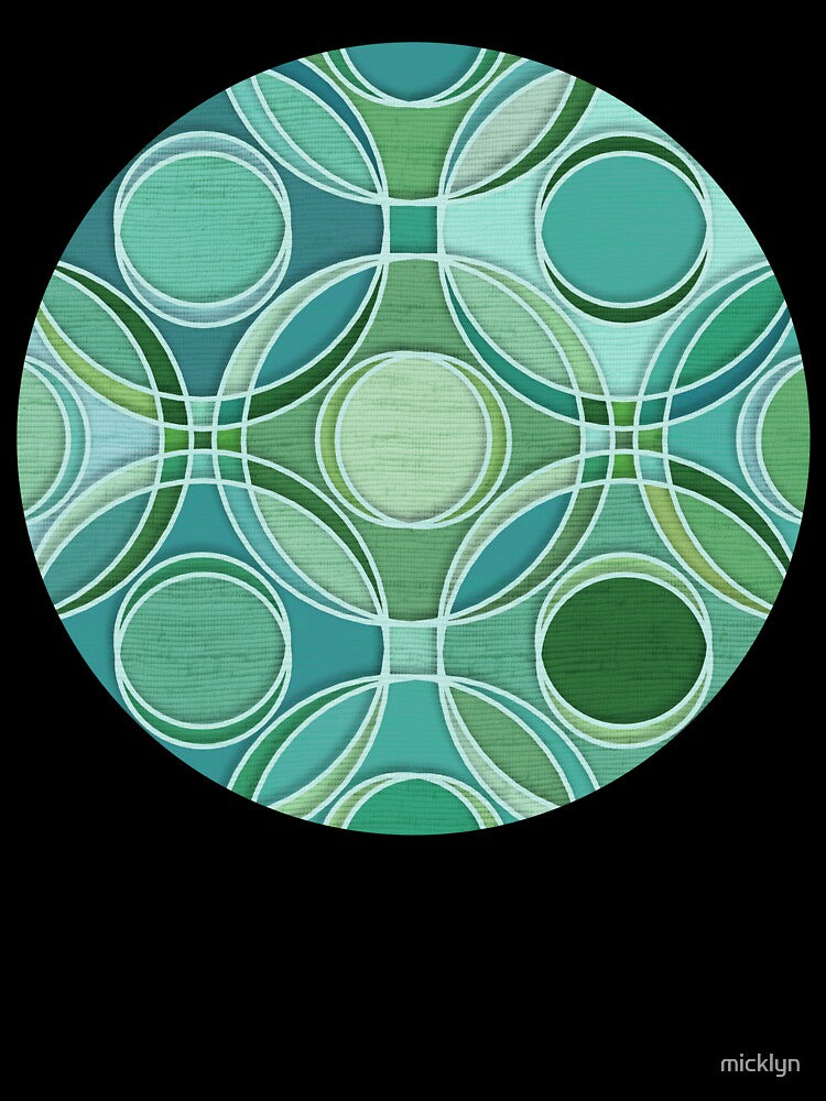 Textured Circles Geometric Abstract in Quiet Greens by micklyn