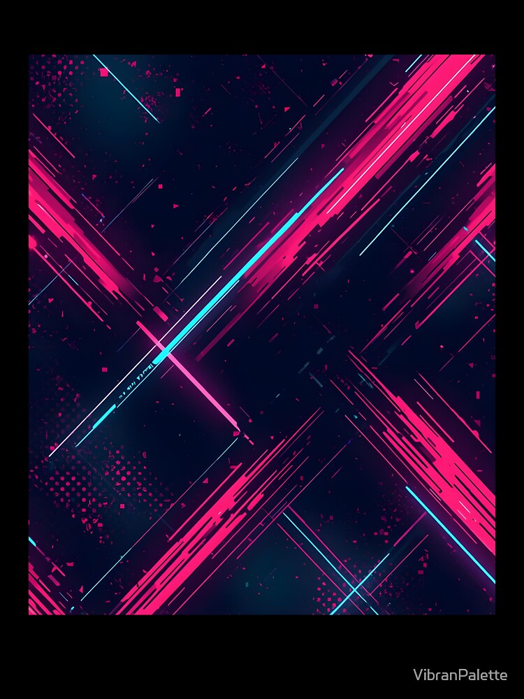 Abstract Cyberpunk Neon Lines Background with Glitch Tech Aesthetic by VibranPalette
