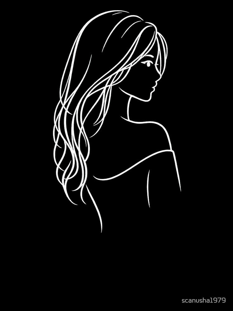 Minimalist Woman Line Art – Abstract Female Side Profile Illustration by scanusha1979