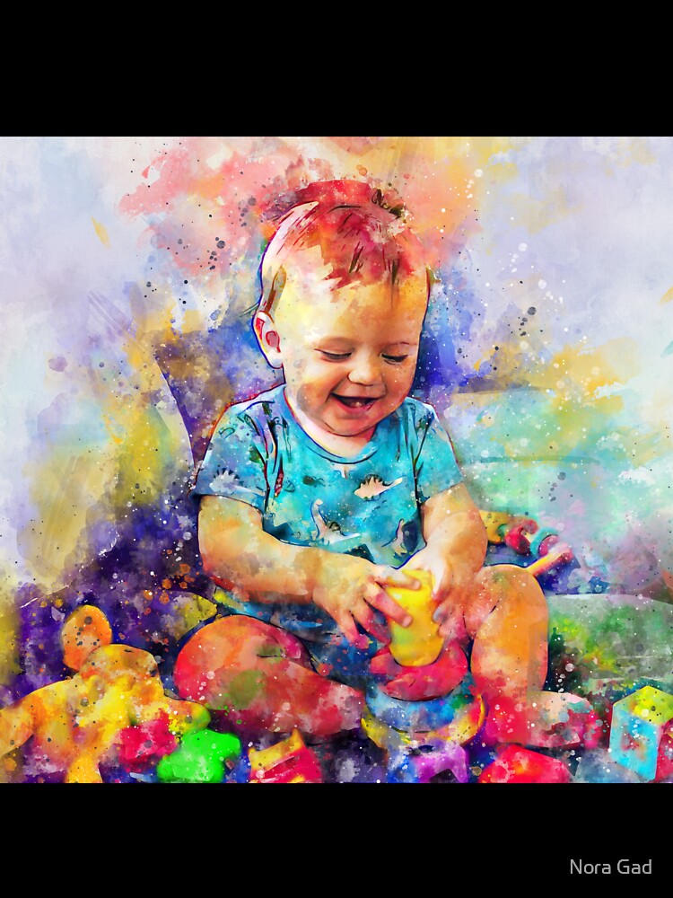 Custom Baby watercolor portrait by Nora Gad Unisex , , , Long Sleeve Tee