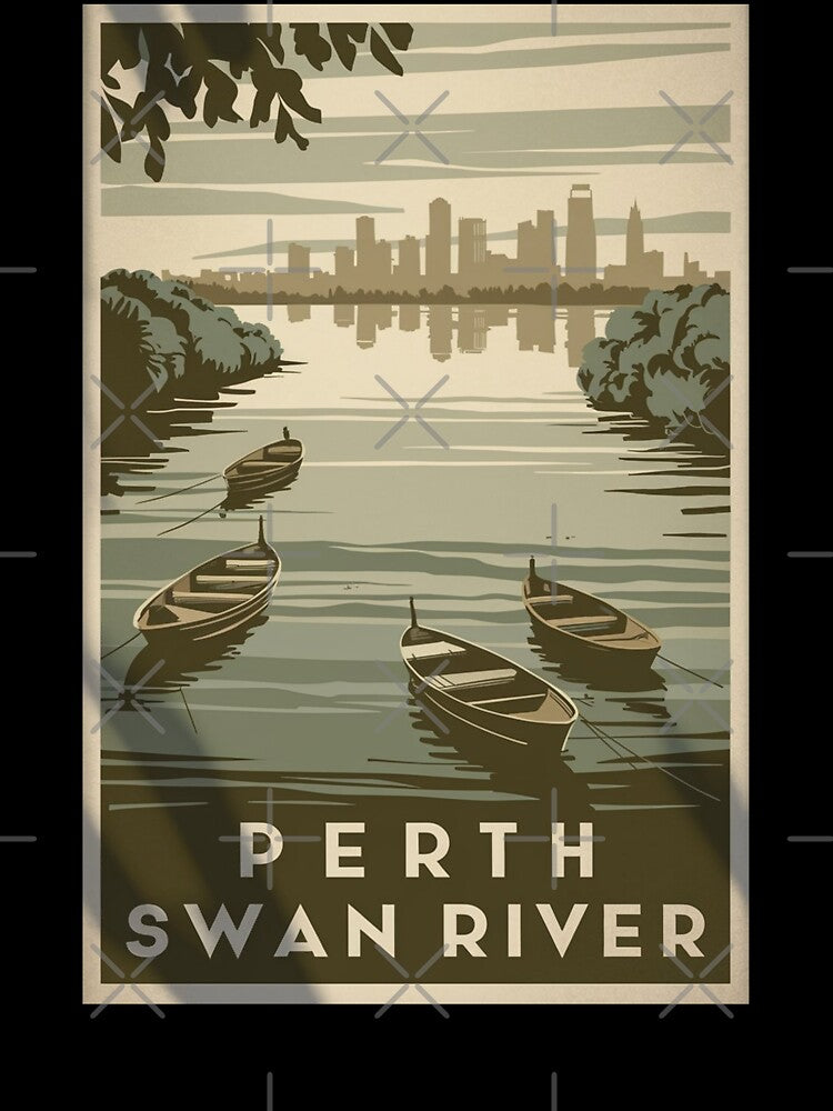 Perth Vintage Travel Poster by TravelerRat Unisex , , , Long Sleeve Tee