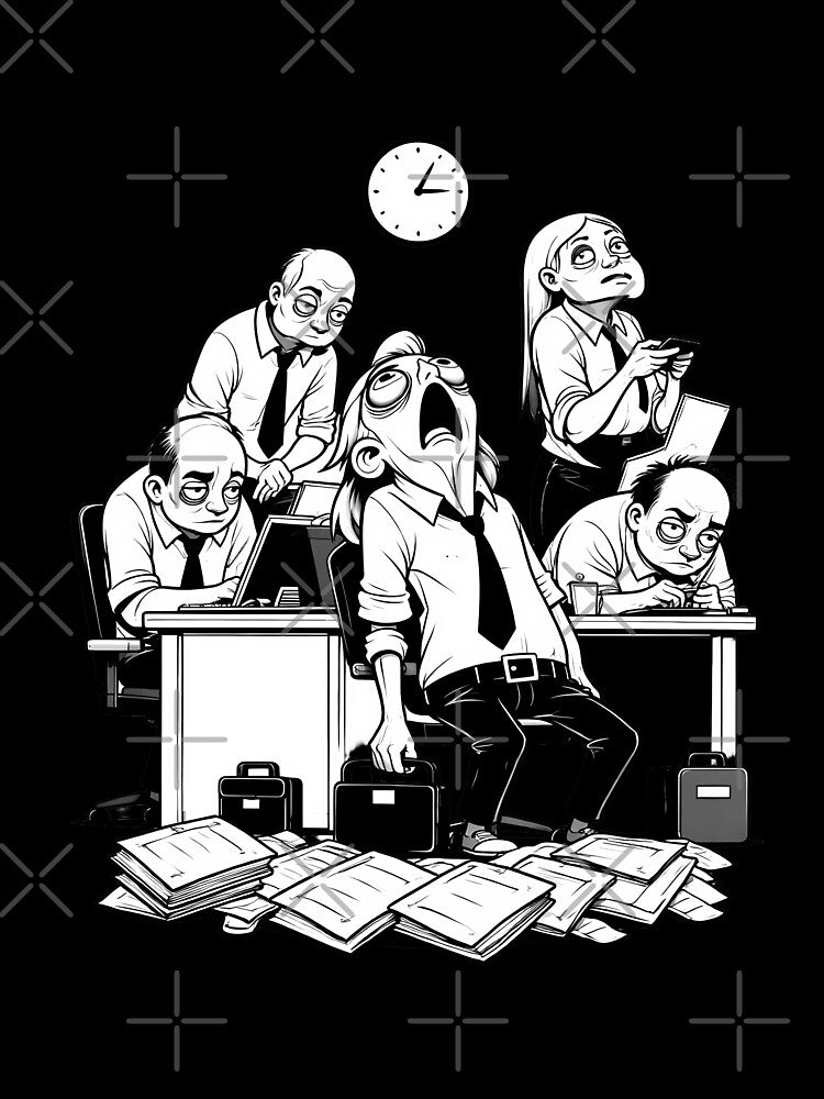 The Corporate Grind - Office Burnout Illustration by NUTMA Design Unisex , , , Long Sleeve Tee